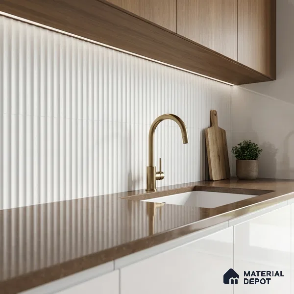 Faux Subway Wall Tile TL 10557 Quimper Shiny White 2 ft x 1 ft Glossy Finish Ceramic Tile - 9 mm | Suitable for Kitchen, Bathroom & Dining Area | Please Expect a Slight Variation of Pattern