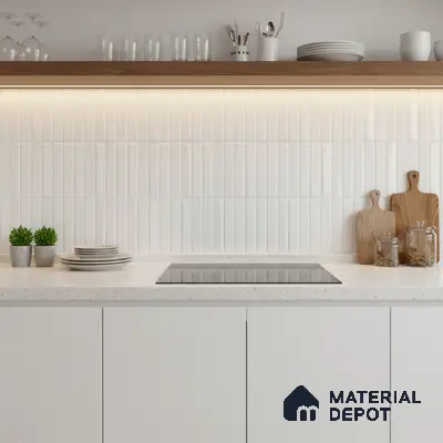 Subway Look Wall Tile TL 10559 Coventry Shinny White 2 ft x 1 ft Glossy Finish Ceramic Tile - 9 mm | Suitable for Kitchen, Bathroom & Dining Area | Please Expect a Slight Variation of Pattern