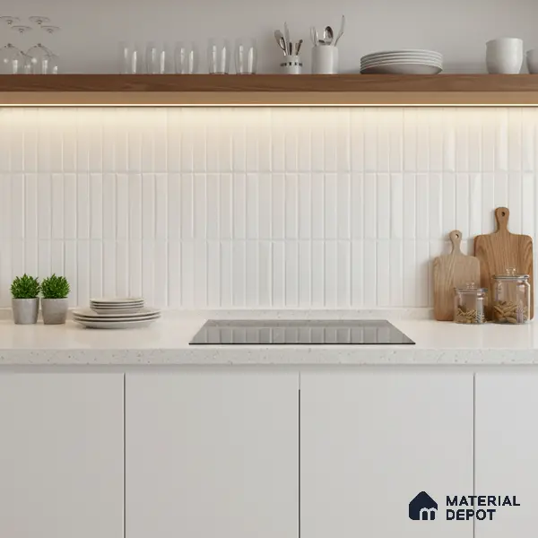 Subway Look Wall Tile TL 10559 Coventry Shinny White 2 ft x 1 ft Glossy Finish Ceramic Tile - 9 mm | Suitable for Kitchen, Bathroom & Dining Area | Please Expect a Slight Variation of Pattern