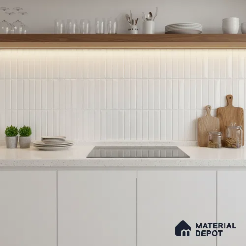 Subway Look Wall Tile TL 10559 Coventry Shinny White 2 ft x 1 ft Glossy Finish Ceramic Tile - 9 mm | Suitable for Kitchen, Bathroom & Dining Area | Please Expect a Slight Variation of Pattern