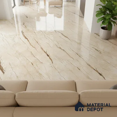 Marble Floor & Wall Tile TL 10566 Almond Beige 4 ft x 2 ft Glossy Finish Vitrified Tile - 9 mm | Suitable for Living Room, Bedroom & Bathroom