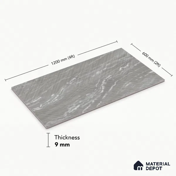 Punch Wall & Floor Tile TL 10569 B 4 ft x 2 ft Grey Vitrified Matte Finish Tile - 9 mm | Ideal for Living Room,Bedroom,Bathroom,Kitchen