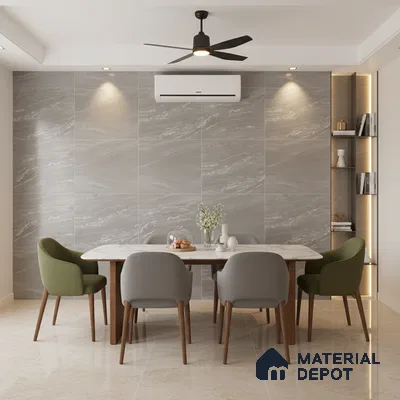 Stone Floor & Wall Tile TL 10569 4 ft x 2 ft Grey Vitrified Matte Finish Tile - 9 mm | Ideal for Living Room,Bedroom,Bathroom,Kitchen