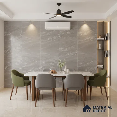 Stone Floor & Wall Tile TL 10569 4 ft x 2 ft Grey Vitrified Matte Finish Tile - 9 mm | Ideal for Living Room,Bedroom,Bathroom,Kitchen