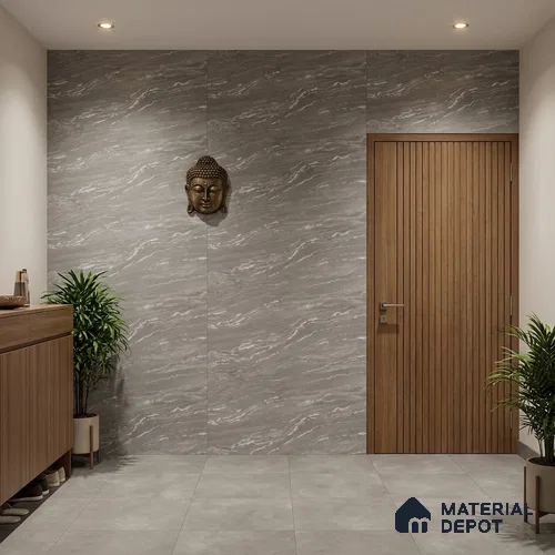Stone Floor & Wall Tile TL 10569 4 ft x 2 ft Grey Vitrified Matte Finish Tile - 9 mm | Ideal for Living Room,Bedroom,Bathroom,Kitchen