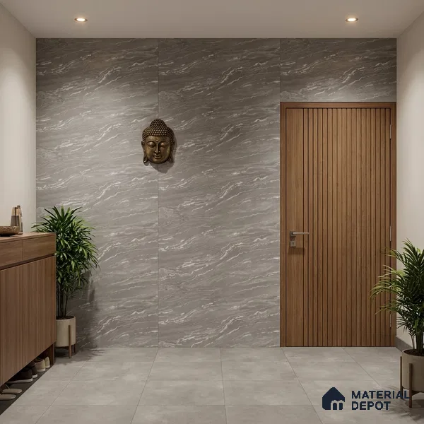 Stone Floor & Wall Tile TL 10569 4 ft x 2 ft Grey Vitrified Matte Finish Tile - 9 mm | Ideal for Living Room,Bedroom,Bathroom,Kitchen