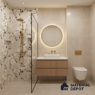 Floral Wall Tile TL 10572 B Pastel Crema Decor 4 ft x 2 ft Carving Matte Finish Vitrified Tile - 9 mm | 1 Random Face | Suitable For Living Room, Bedroom, Bathroom
