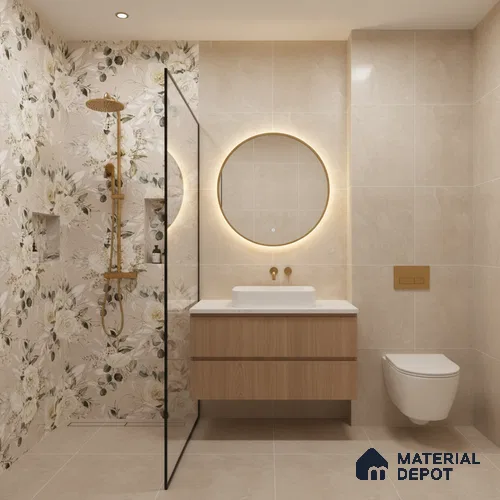 Floral Wall Tile TL 10572 B Pastel Crema Decor 4 ft x 2 ft Carving Matte Finish Vitrified Tile - 9 mm | 1 Random Face | Suitable For Living Room, Bedroom, Bathroom