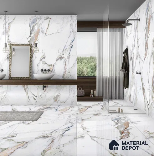 Large Format Endless Floor & Wall Tile TL 10574 Picasso Green 8 ft x 4 ft Colour Body Vitrified Glossy Finish - 9 mm | Suitable for Living Room, Bedroom, Bathroom | Adhesive and Spacers Must be Used During Installation