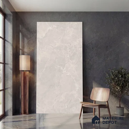 Large Format Endless Floor & Wall Tile TL 10581 Paradise Silver 8 ft x 4 ft Colour Body Vitrified Matte Finish - 9 mm | Suitable for Living Room, Bedroom, Bathroom | Adhesive and Spacers Must be Used During Installation