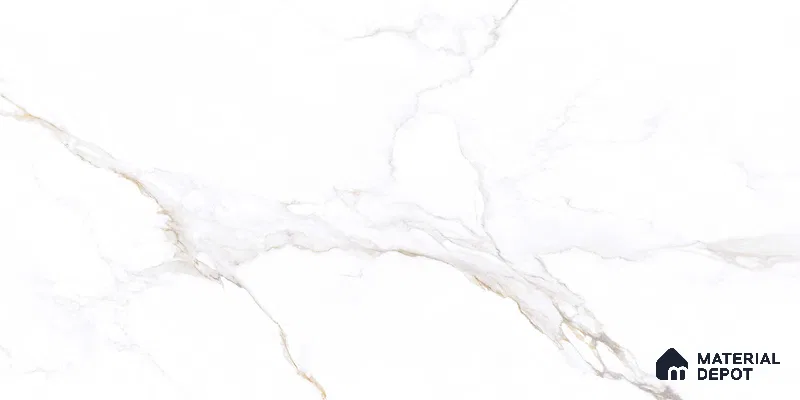 Large Format Bookmatch Floor & Wall Tile TL 10589 Statuario Regal 8 ft x 4 ft Colour Body Vitrified Glossy Finish - 9 mm | Suitable for Living Room, Bedroom, Bathroom | Adhesive and Spacers Must be Used During Installation