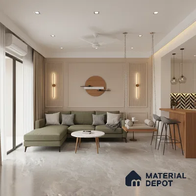 Marble Floor & Wall Tile TL 10590 Amazon Mint Vouge 6 ft x 4 ft Carving Matte Finish Vitrified Large Format Tile - 9 mm | Suitable for Living Room, Bedroom, Bathroom | Adhesive and Spacers Must be Used During Installation