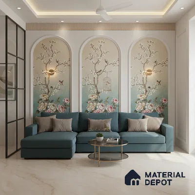 Marble Floor Large Format Tile TL 10591 Armani Walnut 6 ft x 4 ft Carving Matte Finish Vitrified Colorbody Tile - 15 mm | Suitable for Living Room, Bedroom & Bathroom | Adhesive and Spacers Must be Used During Installation