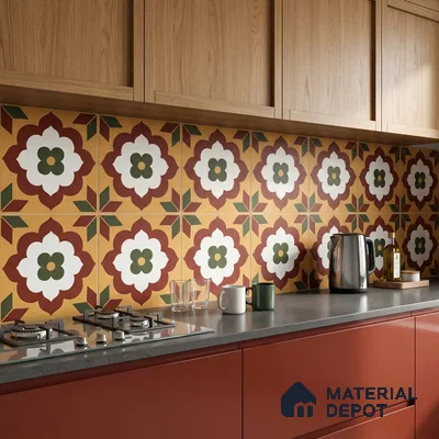 Moroccan Wall & Floor Tile TL 10595 Unity Flora 12 inch x 12 inch Matte Finish Ceramic Tile - 7.5 mm | Suitable For Bathroom, Kitchen, Balcony | Please Expect a Slight Variation of Pattern