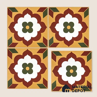 Moroccan Wall & Floor Tile TL 10595 Unity Flora 12 inch x 12 inch Matte Finish Ceramic Tile - 7.5 mm | Suitable For Bathroom, Kitchen, Balcony | Please Expect a Slight Variation of Pattern