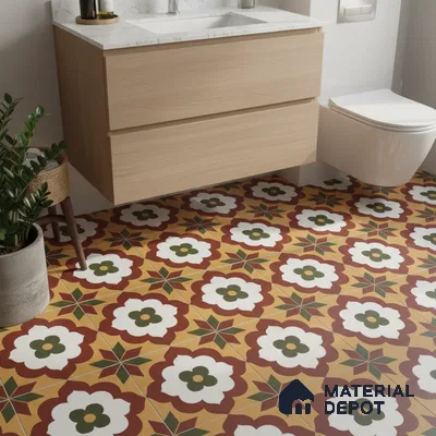 Moroccan Wall & Floor Tile TL 10595 Unity Flora 12 inch x 12 inch Matte Finish Ceramic Tile - 7.5 mm | Suitable For Bathroom, Kitchen, Balcony | Please Expect a Slight Variation of Pattern