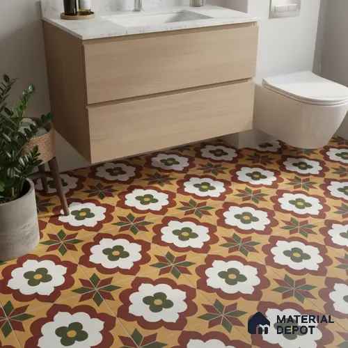 Moroccan Wall & Floor Tile TL 10595 Unity Flora 12 inch x 12 inch Matte Finish Vitrified Tile - 7.5 mm | Please Expect a Slight Variation of Pattern