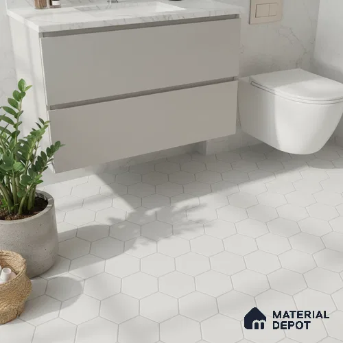 Hexagonal Wall & Floor Tile TL 10597 Medrid Brown 1 ft x 1 ft  Ceramic Matte Finish - 9 mm | Suitable For Balcony, Roof, Bathroom | Please Expect a Slight Variation of Pattern