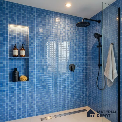 Swimming Pool Mosaic Tile TL 10634 | 317.6 x 317.6 mm (Chip Size 25x25 mm) Glossy Finish Glass Tile - 5 mm | Suitable For Bathroom, Pool, Kitchen
