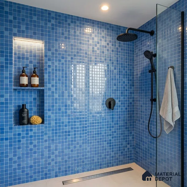 Swimming Pool Mosaic Tile TL 10634 | 317.6 x 317.6 mm (Chip Size 25x25 mm) Glossy Finish Glass Tile - 5 mm | Suitable For Bathroom, Pool, Kitchen