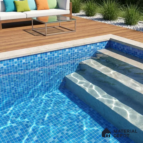 Swimming Pool Mosaic Tile TL 10634 | 317.6 x 317.6 mm (Chip Size 25x25 mm) Glossy Finish Glass Tile - 5 mm | Suitable For Bathroom, Pool, Kitchen