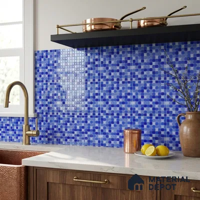 Swimming Pool Mosaic Tile TL 10635 | 317.6 x 317.6 mm (Chip Size 25x25 mm) Glossy Finish Glass Tile - 5 mm | Suitable For Bathroom, Pool, Kitchen