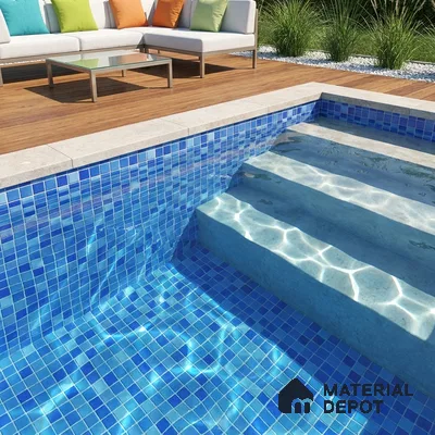 Swimming Pool Mosaic Tile TL 10635 | 317.6 x 317.6 mm (Chip Size 25x25 mm) Glossy Finish Glass Tile - 5 mm | Suitable For Bathroom, Pool, Kitchen