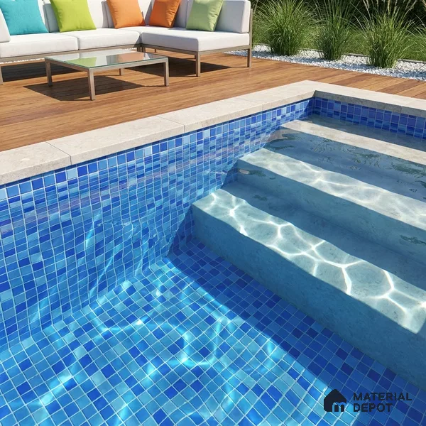 Swimming Pool Mosaic Tile TL 10635 | 317.6 x 317.6 mm (Chip Size 25x25 mm) Glossy Finish Glass Tile - 5 mm | Suitable For Bathroom, Pool, Kitchen
