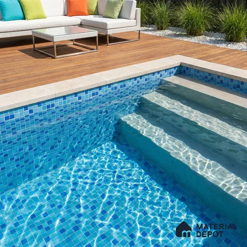 Swimming Pool Mosaic Tile TL 10636 | 317.6 x 317.6 mm (Chip Size 25x25 mm) Glossy Finish Glass Tile - 5 mm | Suitable For Bathroom, Pool, Kitchen
