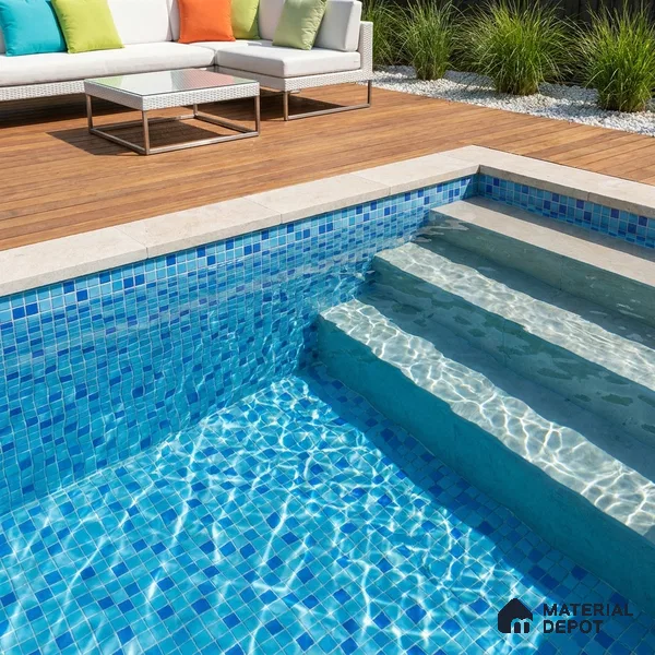 Swimming Pool Mosaic Tile TL 10636 | 317.6 x 317.6 mm (Chip Size 25x25 mm) Glossy Finish Glass Tile - 5 mm | Suitable For Bathroom, Pool, Kitchen