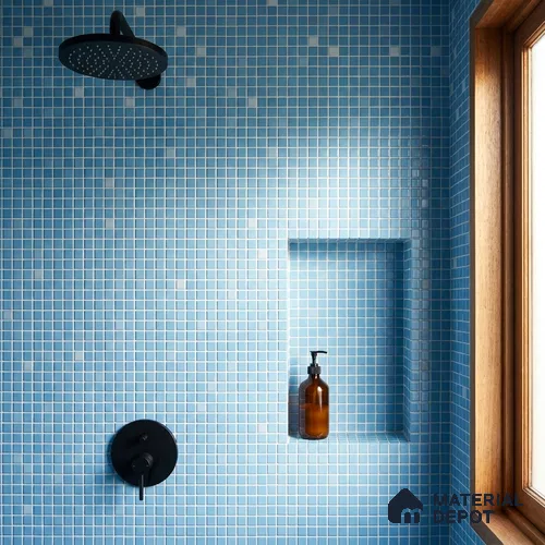 Swimming Pool Mosaic Tile TL 10637 | 317.6 x 317.6 mm (Chip Size 25x25 mm) Glossy Finish Glass Tile - 5 mm | Suitable For Bathroom, Pool, Kitchen