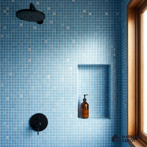 Swimming Pool Mosaic Tile TL 10637 | 317.6 x 317.6 mm (Chip Size 25x25 mm) Glossy Finish Glass Tile - 5 mm | Suitable For Bathroom, Pool, Kitchen