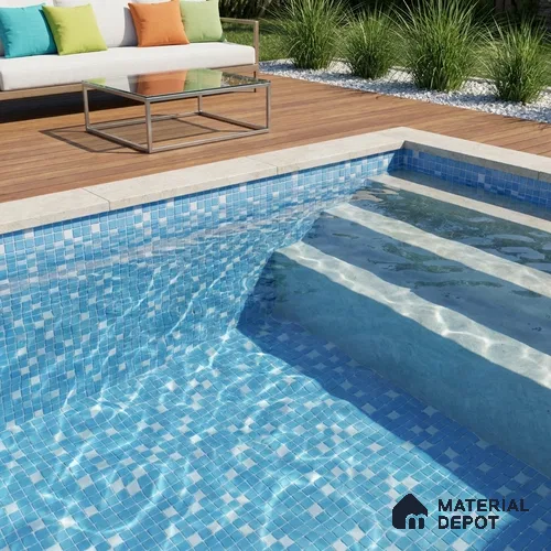 Swimming Pool Mosaic Tile TL 10637 | 317.6 x 317.6 mm (Chip Size 25x25 mm) Glossy Finish Glass Tile - 5 mm | Suitable For Bathroom, Pool, Kitchen