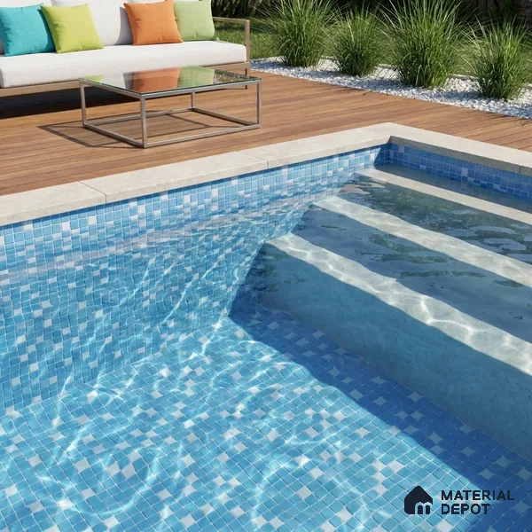 Swimming Pool Mosaic Tile TL 10637 | 317.6 x 317.6 mm (Chip Size 25x25 mm) Glossy Finish Glass Tile - 5 mm | Suitable For Bathroom, Pool, Kitchen
