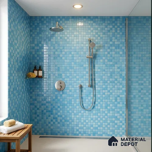 Swimming Pool Mosaic Tile TL 10638 | 317.6 x 317.6 mm (Chip Size 25x25 mm) Glossy Finish Glass Tile - 5 mm | Suitable For Bathroom, Pool, Kitchen