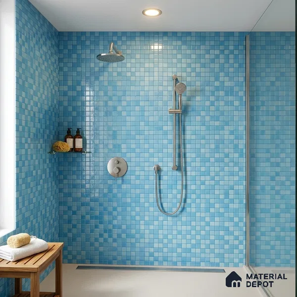 Swimming Pool Mosaic Tile TL 10638 | 317.6 x 317.6 mm (Chip Size 25x25 mm) Glossy Finish Glass Tile - 5 mm | Suitable For Bathroom, Pool, Kitchen