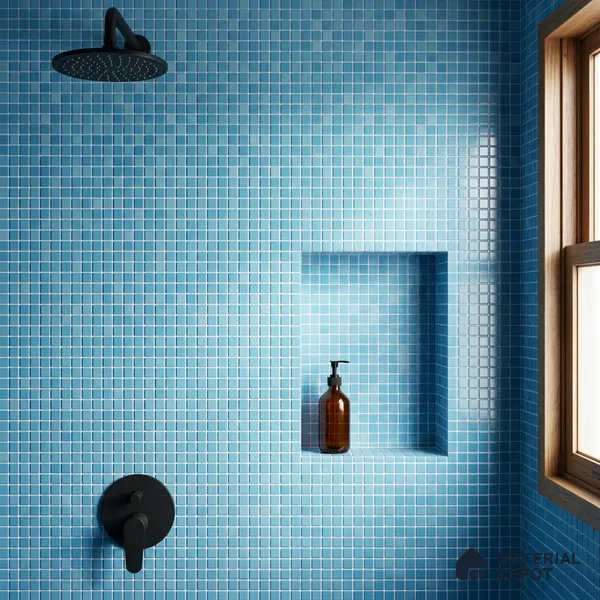 Swimming Pool Mosaic Tile TL 10638 | 317.6 x 317.6 mm (Chip Size 25x25 mm) Glossy Finish Glass Tile - 5 mm | Suitable For Bathroom, Pool, Kitchen