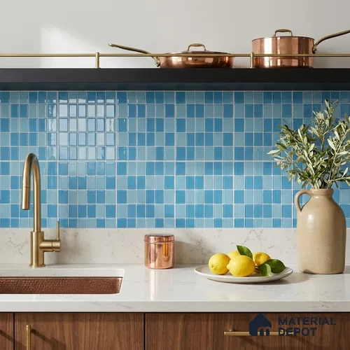 Swimming Pool Mosaic Tile TL 10638 | 317.6 x 317.6 mm (Chip Size 25x25 mm) Glossy Finish Glass Tile - 5 mm | Suitable For Bathroom, Pool, Kitchen