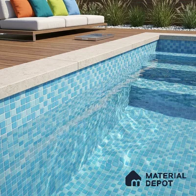 Swimming Pool Mosaic Tile TL 10638 | 317.6 x 317.6 mm (Chip Size 25x25 mm) Glossy Finish Glass Tile - 5 mm | Suitable For Bathroom, Pool, Kitchen