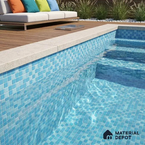 Swimming Pool Mosaic Tile TL 10638 | 317.6 x 317.6 mm (Chip Size 25x25 mm) Glossy Finish Glass Tile - 5 mm | Suitable For Bathroom, Pool, Kitchen