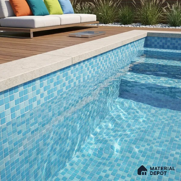 Swimming Pool Mosaic Tile TL 10638 | 317.6 x 317.6 mm (Chip Size 25x25 mm) Glossy Finish Glass Tile - 5 mm | Suitable For Bathroom, Pool, Kitchen