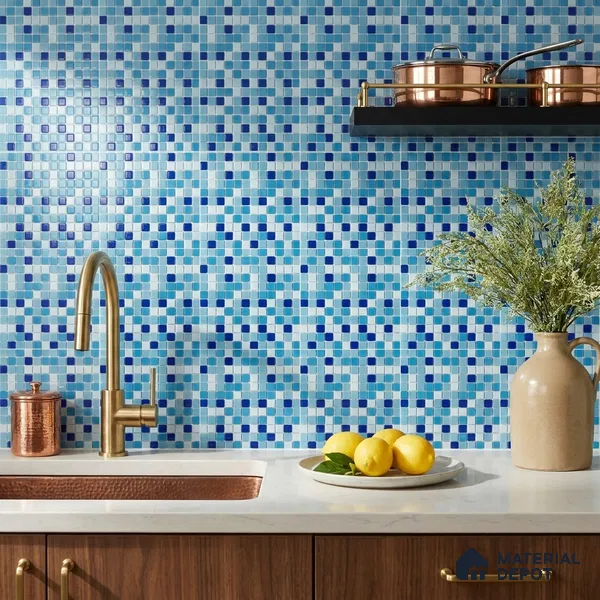 Swimming Pool Mosaic Tile TL 10639 | 317.6 x 317.6 mm (Chip Size 25x25 mm) Glossy Finish Glass Tile - 5 mm | Suitable For Bathroom, Pool, Kitchen