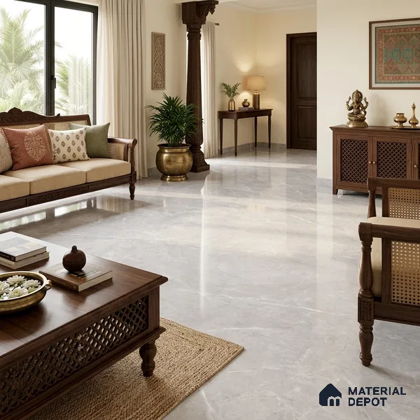 Marble Endless Floor & Wall Tile TL 10675 SHG Magnum Gray 6 ft x 4 ft Glossy Finish Vitrified Tile - 9 mm | Random 3 | Suitable For living Room, Bedroom, Bathroom | Adhesive and Spacers Must be Used During Installation