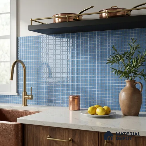 Swimming Pool Mosaic Tile TL 10676 B | 317.6 x 317.6 mm (Chip Size 25x25 mm) Glossy Finish Glass Tile - 5 mm | Suitable For Bathroom, Pool, Kitchen