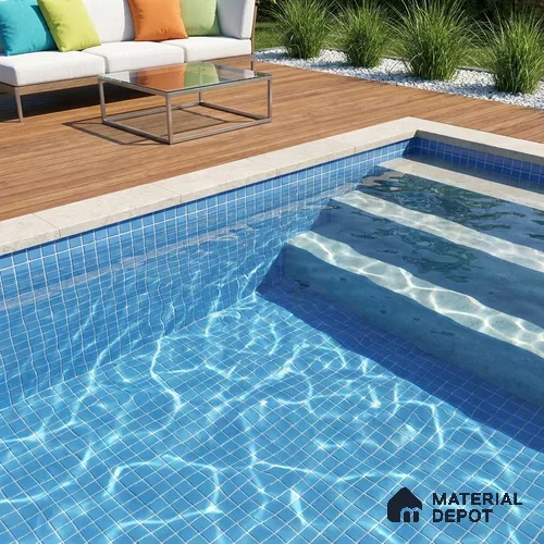 Swimming Pool Mosaic Tile TL 10676 B | 317.6 x 317.6 mm (Chip Size 25x25 mm) Glossy Finish Glass Tile - 5 mm | Suitable For Bathroom, Pool, Kitchen