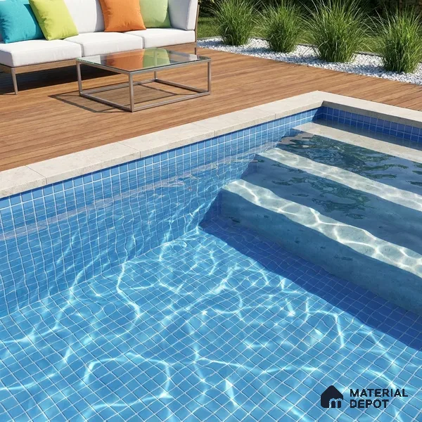 Swimming Pool Mosaic Tile TL 10676 B | 317.6 x 317.6 mm (Chip Size 25x25 mm) Glossy Finish Glass Tile - 5 mm | Suitable For Bathroom, Pool, Kitchen