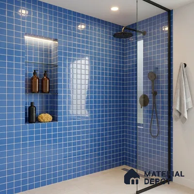 Swimming Pool Mosaic Tile TL 10676 C | 317.6 x 317.6 mm (Chip Size 25x25 mm) Glossy Finish Glass Tile - 5 mm | Suitable For Bathroom, Pool, Kitchen