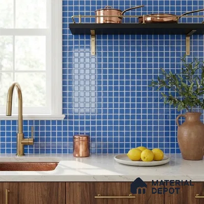 Swimming Pool Mosaic Tile TL 10676 C | 317.6 x 317.6 mm (Chip Size 25x25 mm) Glossy Finish Glass Tile - 5 mm | Suitable For Bathroom, Pool, Kitchen