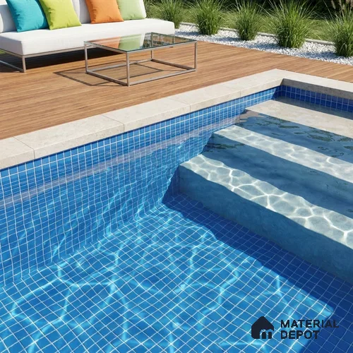 Swimming Pool Mosaic Tile TL 10676 C | 317.6 x 317.6 mm (Chip Size 25x25 mm) Glossy Finish Glass Tile - 5 mm | Suitable For Bathroom, Pool, Kitchen