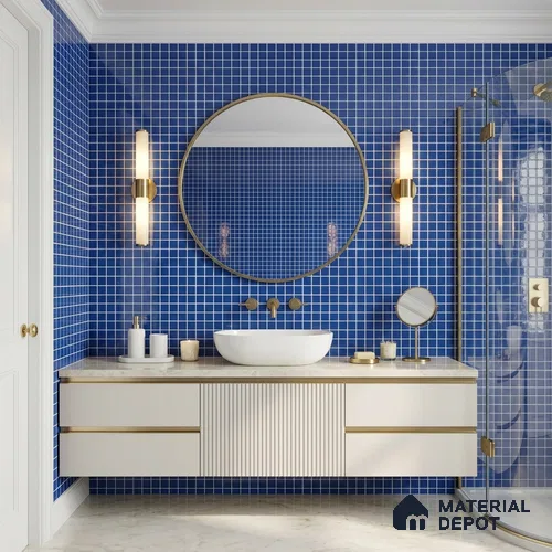 Swimming Pool Mosaic Tile TL 10676 D | 317.6 x 317.6 mm (Chip Size 25x25 mm) Glossy Finish Glass Tile - 5 mm | Suitable For Bathroom, Pool, Kitchen